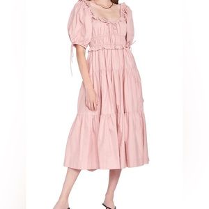 EN SAISON Brielle Cotton Poplin Midi Dress - Pink